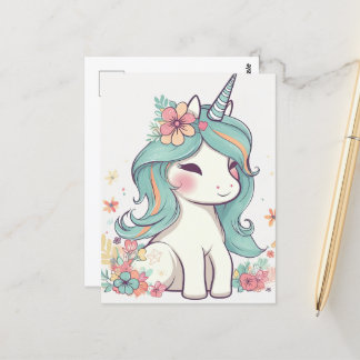Cute Pastel Kawaii Unicorn Vykort