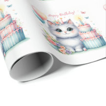 Cute Pastel Kitten Birthday Cake - Birthday