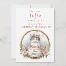 Cute Pastel Kitten Birthday Cake - Födelsedag
