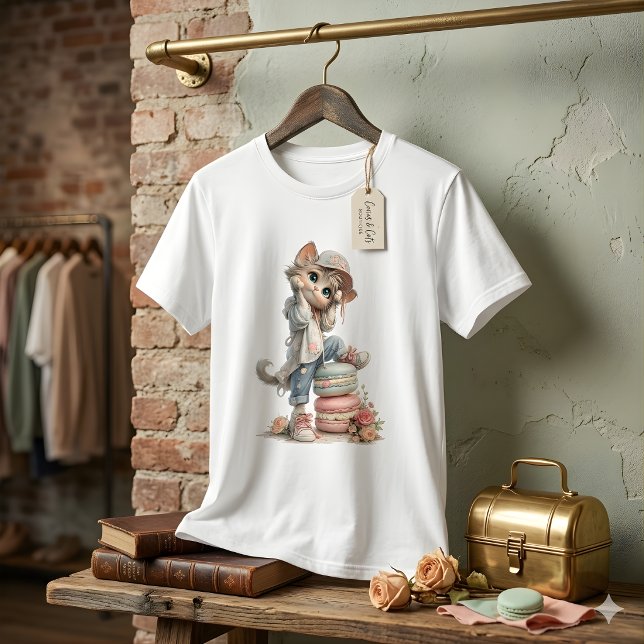 Cute Pastel Kitten Macaron Lover Women's T-Shirt (Skapare uppladdad)