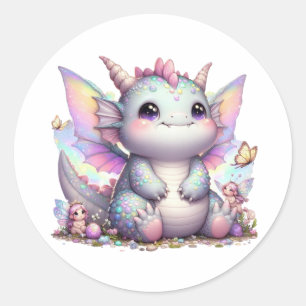 Cute Pastel Knubbig Dino Runt Klistermärke