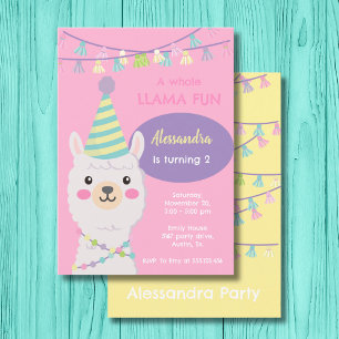 Cute pastel-lamakombjöds in inbjudningar