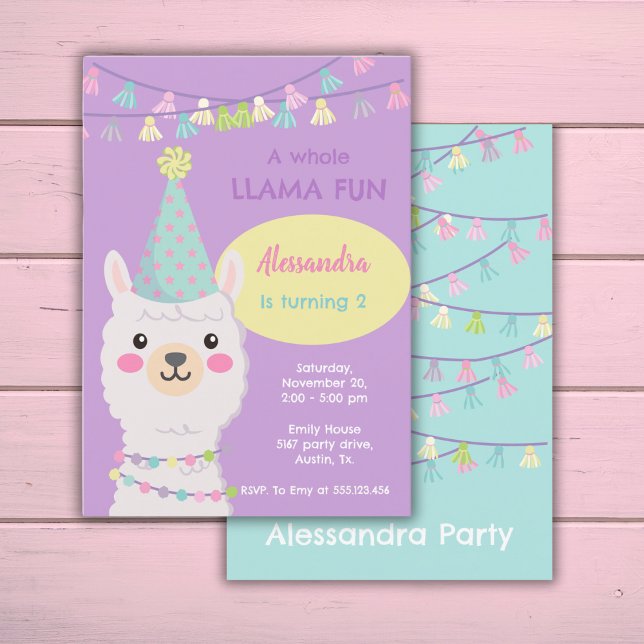 Cute pastel-lamakombjöds in inbjudningar (Skapare uppladdad)