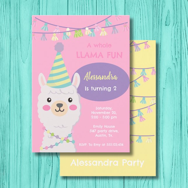Cute pastel-lamakombjöds in inbjudningar (Skapare uppladdad)