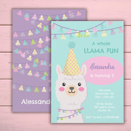 Cute pastel-lamakombjöds in inbjudningar
