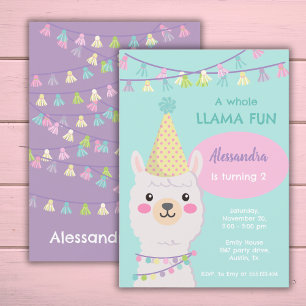Cute pastel-lamakombjöds in inbjudningar