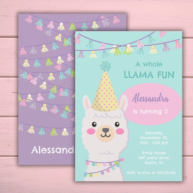 Cute pastel-lamakombjöds in inbjudningar (Skapare uppladdad)