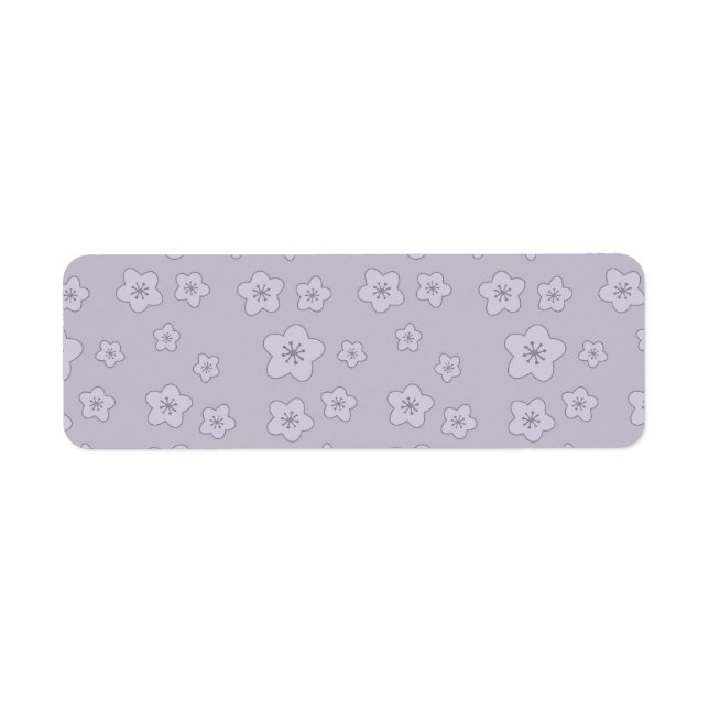 Cute Pastel Lavender Silver Cherry Blommar Mönster Returadress Etikett (Framsidan)