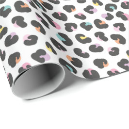 Cute pastel leopard mönster på vitt presentpapper