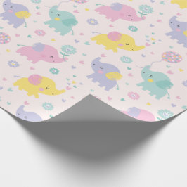 Cute Pastel Little Elephants rosa lilac mynta Presentpapper