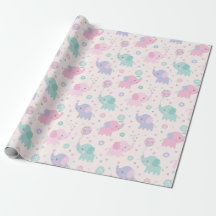 Cute pastel Little Elephants rosa lilac mynta