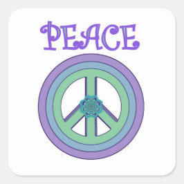 Cute Pastel Lotus Peace Symbol Sticker Fyrkantigt Klistermärke