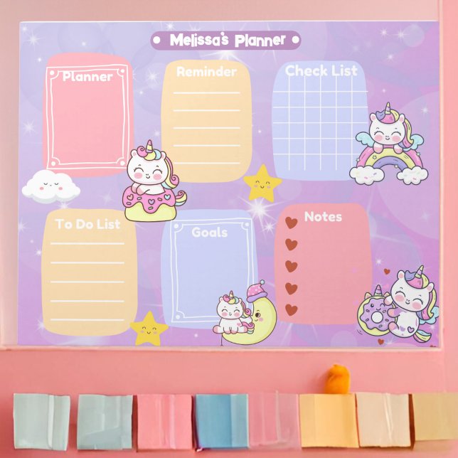 Cute Pastel Magic Unicorn Sparkling Star Planner Anteckningsblock (Skapare uppladdad)