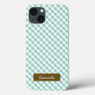 Cute Pastel Mint Gingham Mönster