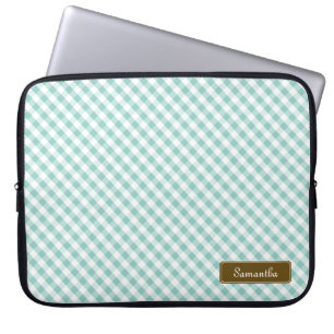 Cute Pastel Mint Gingham Mönster Laptop Sleeve