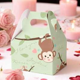 Cute Pastel Monkey Valentine Favor Box Presentaskar
