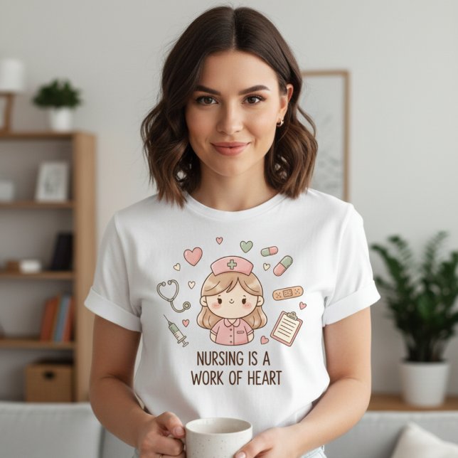 Cute Pastel Nurse Nursing is a Work of Heart T Shirt (Skapare uppladdad)