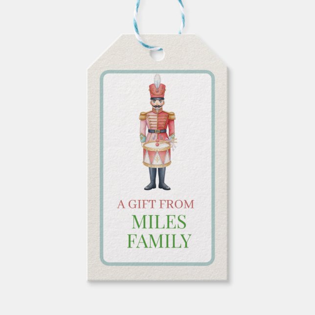 Cute Pastel Nutcracker Christmas  Ornament  Presentetikett (Framsidan)
