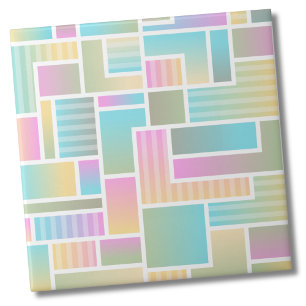 Cute Pastel Ombre Rainbow Geometric Mönster Kakelplatta