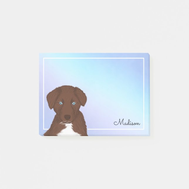 Cute Pastel Ombre Red Bi Aussie Namn Post-it Notes (Framsida)