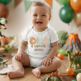 Cute Pastel One A Saurus Dinosaur Birthday T Shirt