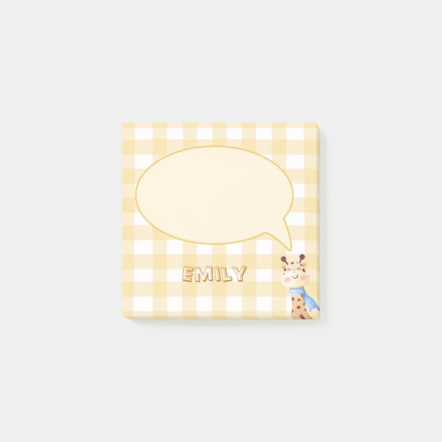 Cute Pastel Orange Gingham Mönster Post-it Notes Block (Framsida)