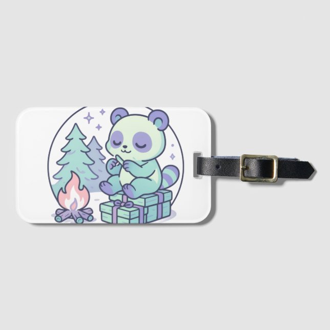 Cute Pastel Panda från Campfire med presenter Bagagebricka (Framsida horisontal)