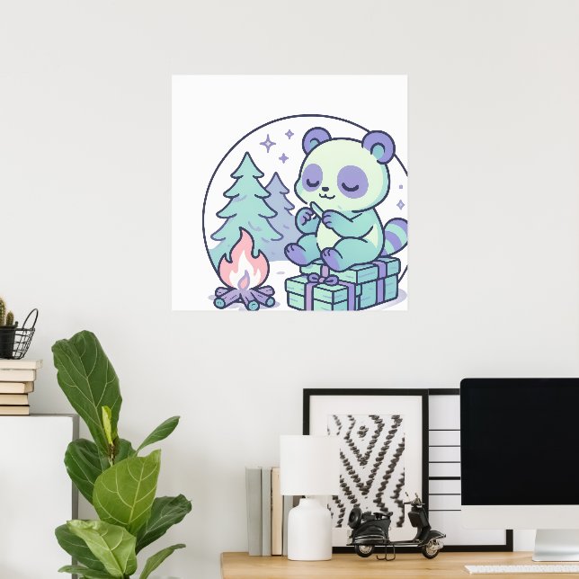Cute Pastel Panda från Campfire med presenter Poster (Hemmakontoret)