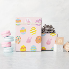 Cute Pastel Påskägg Mönster Rosa Presentpapper