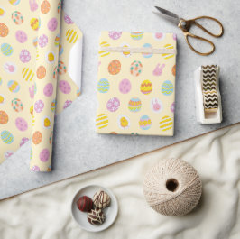 Cute Pastel Påskägg Mönster Vår Gult Presentpapper