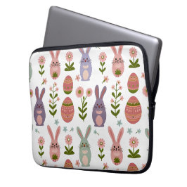 Cute Pastel Påskhare och Egg Seamless Mönster Laptop Fodral