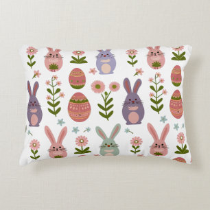 Cute Pastel Påskhare och Egg Seamless Mönster Prydnadskudde