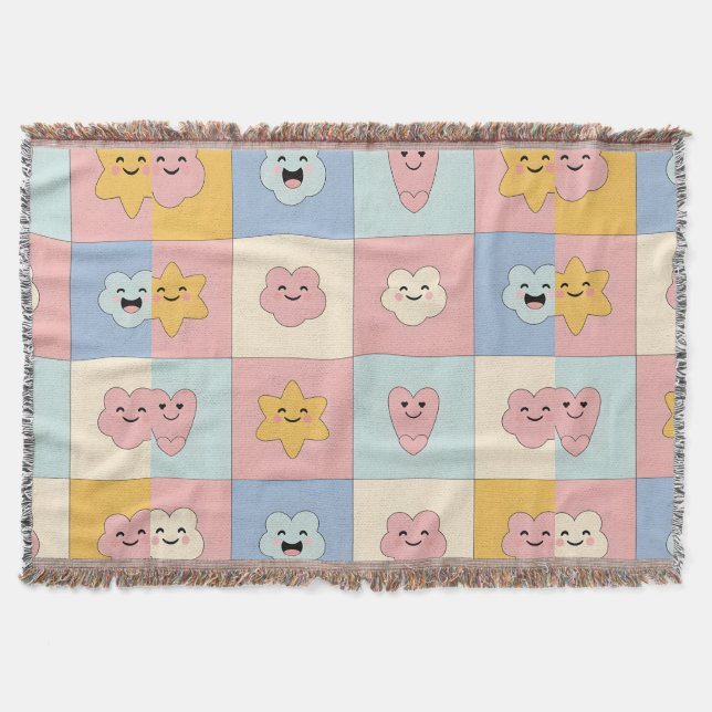 Cute Pastel Patchwork Blanket Filt (Framsidan)