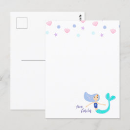 Cute Pastel Periwinkle Sjöjungfru Princess Vykort