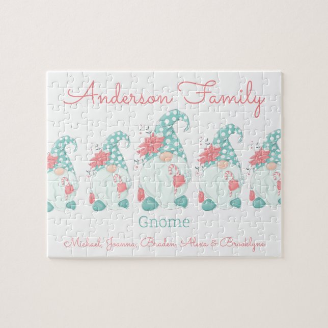 Cute Pastel Personlig Jul Gnome Elf Pussel (Horisontell)