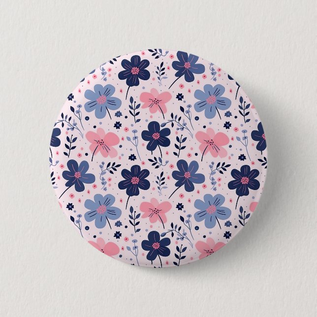 Cute Pastel Pink And Blue Floral Spring Garden Knapp (Framsida)