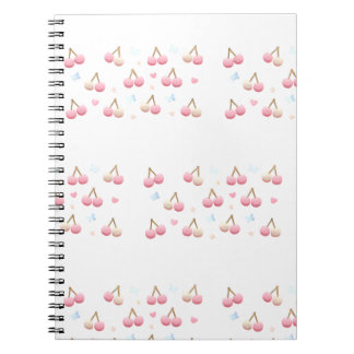 Cute Pastel Pink Cherry Pattern Notebook Anteckningsbok