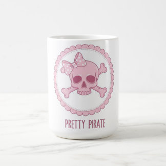 Cute Pastel Pink Skull with Bow and Crossbones Des Kaffemugg