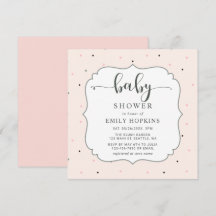 Cute Pastel Polka Dot Girl Baby Shower Square