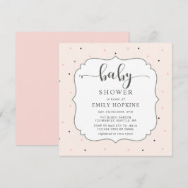 Cute Pastel Polka Dot Girl Baby Shower Square Inbjudningar