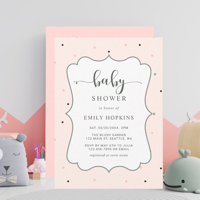Cute Pastel Polka Dot Mönster Girl Baby Shower Inbjudningar (Skapare uppladdad)