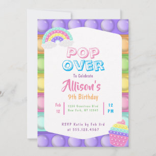 Cute Pastel Pop IT Fidget Girls födelsedag Inbjudningar