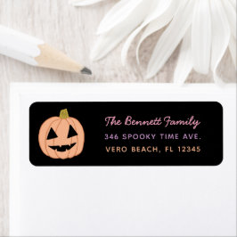 Cute Pastel Pumpkin Halloween Returadress Black Returadress Etikett