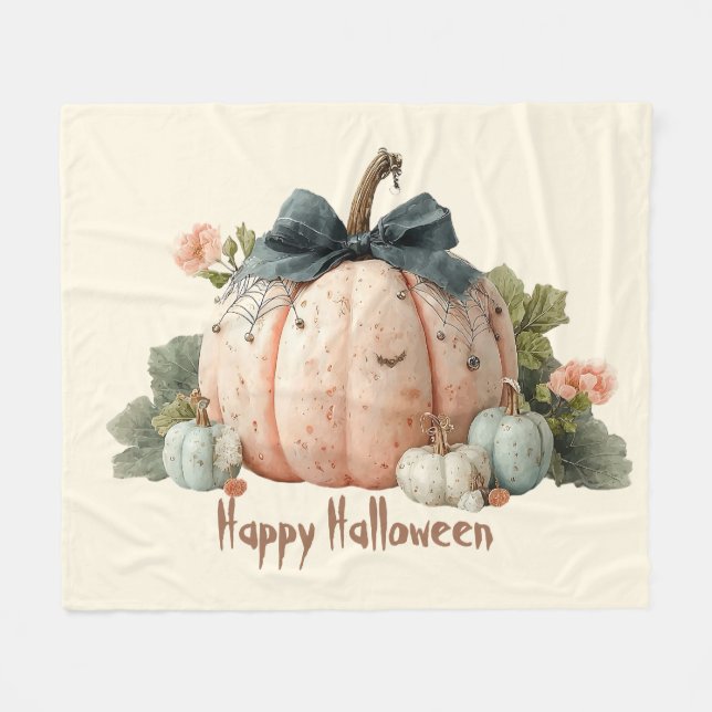 Cute Pastel Pumpkin Happy halloween Fleecefilt (Framsidan (Horisontell))