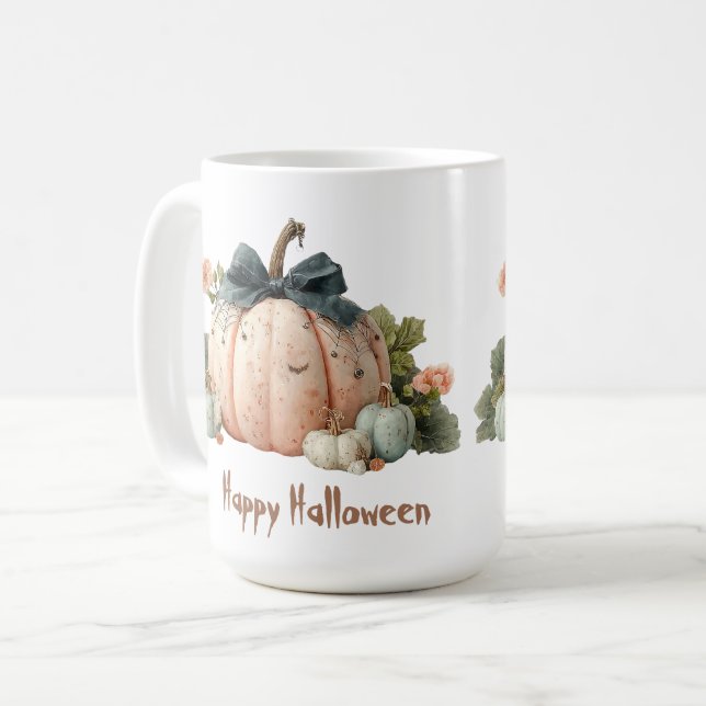 Cute Pastel Pumpkin Happy halloween Kaffemugg (Framsida vänster)