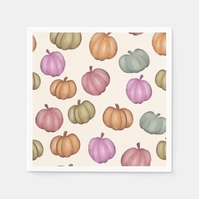 Cute Pastel Pumpkin Pastel Mönster Party Pappersservett (Framsidan)