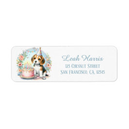 Cute Pastel Puppy Beagle - Birthday Adress Returadress Etikett