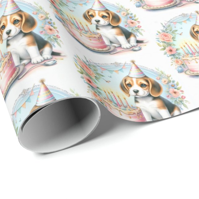 Cute Pastel Puppy Beagle - födelsedag Presentpapper (Rullad Hörn)