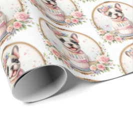 Cute Pastel Puppy Fransk Bulldog - födelsedag Presentpapper