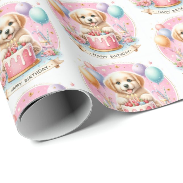 Cute Pastel Puppy Labrador - födelsedagen Presentpapper (Rullad Hörn)